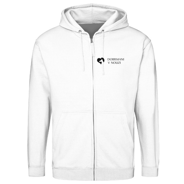 Mikina na zip unisex s potiskem bílá mikina s logem